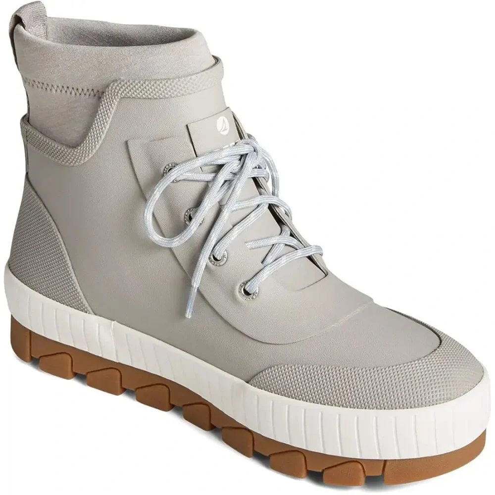 Light Gray Women's Lace-Up High-Top Sneaker Boot